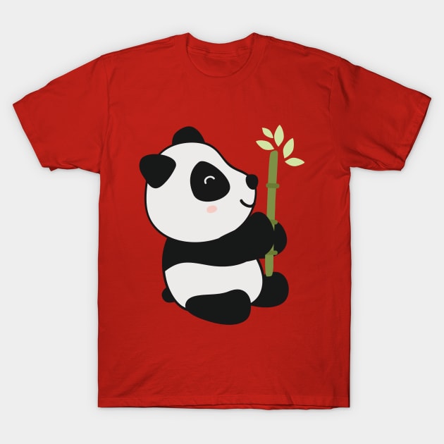 Cute Bamboo Panda Bear Graphic Illustration T-Shirt by New East 